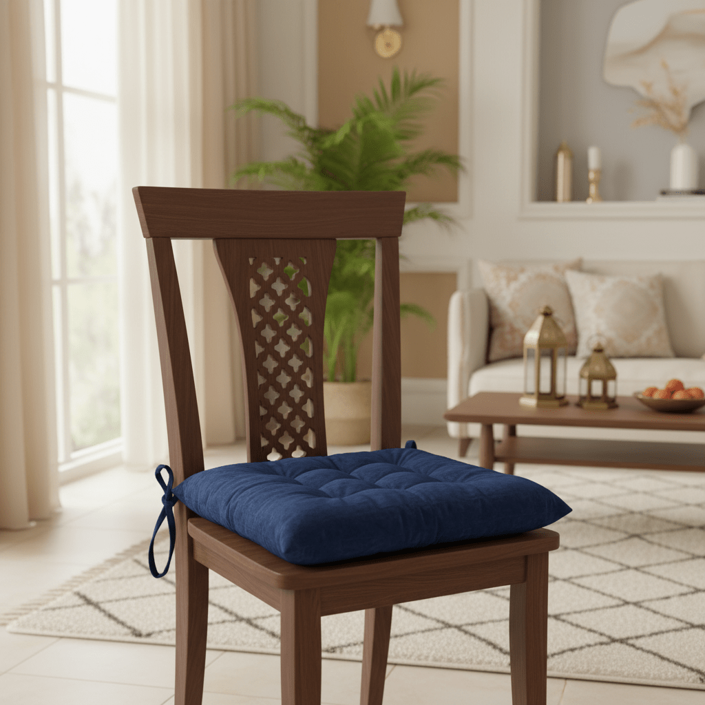 AKDC Tufted Velvet Navy Blue Square Seat Cushion with Ties Elegant Comfortable Chair Pad for Dining and Living Room 40 cm - Al Kabayel Discount CentreAKDC Tufted Velvet Navy Blue Square Seat Cushion with Ties Elegant Comfortable Chair Pad for Dining and Living Room 40 cmFloor Pillows & CushionsAKDCAl Kabayel Discount Centre