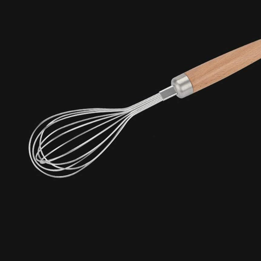AKDC Whisk for Cooking, Stainless Steel Wire Wooden Handle Kitchen Hand Whisk Multi Function Non Stick Balloon Whisk Egg Beater for Blending Whisking Beating Frothing Stirring Batters - 15cmX5cm - Steel&Wooden - Al Kabayel Discount CentreAKDC Whisk for Cooking, Stainless Steel Wire Wooden Handle Kitchen Hand Whisk Multi Function Non Stick Balloon Whisk Egg Beater for Blending Whisking Beating Frothing Stirring Batters - 15cmX5cm - Steel&WoodenAKDCAl Kabayel Discount Centre