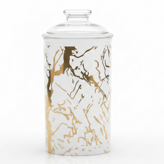 AKDC White and Gold Premium Acrylic Storage Canister with Lid for Modern Kitchen Storage 17 × 10 cm - Al Kabayel Discount CentreAKDC White and Gold Premium Acrylic Storage Canister with Lid for Modern Kitchen Storage 17 × 10 cmJars & Food SaversAKDCAl Kabayel Discount Centre