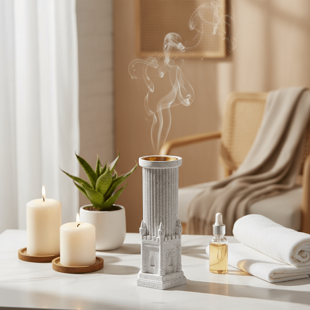 AKDC White Ceramic Decorative Incense Holder – Sophisticated Design for Relaxation and Home Ambiance – 21.5 cm - Al Kabayel Discount CentreAKDC White Ceramic Decorative Incense Holder – Sophisticated Design for Relaxation and Home Ambiance – 21.5 cmCeramic Incense BurnerAKDCAl Kabayel Discount Centre