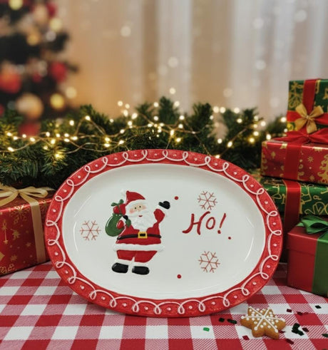 AKDC White Ceramic Oval Plate 27×20 cm – Santa Illustration Festive Dining Plate - Al Kabayel Discount CentreAKDC White Ceramic Oval Plate 27×20 cm – Santa Illustration Festive Dining PlatePlatesAKDCAl Kabayel Discount Centre
