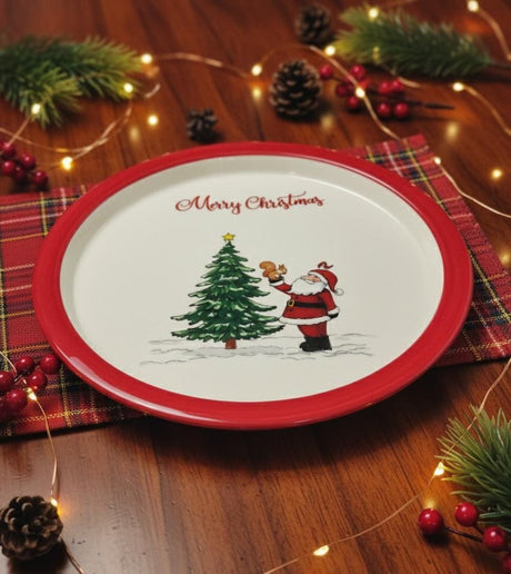 AKDC White Ceramic Round Plate 22 cm – Xmas Tree & Santa Design for Festive Meals - Al Kabayel Discount CentreAKDC White Ceramic Round Plate 22 cm – Xmas Tree & Santa Design for Festive MealsPlatesAKDCAl Kabayel Discount Centre