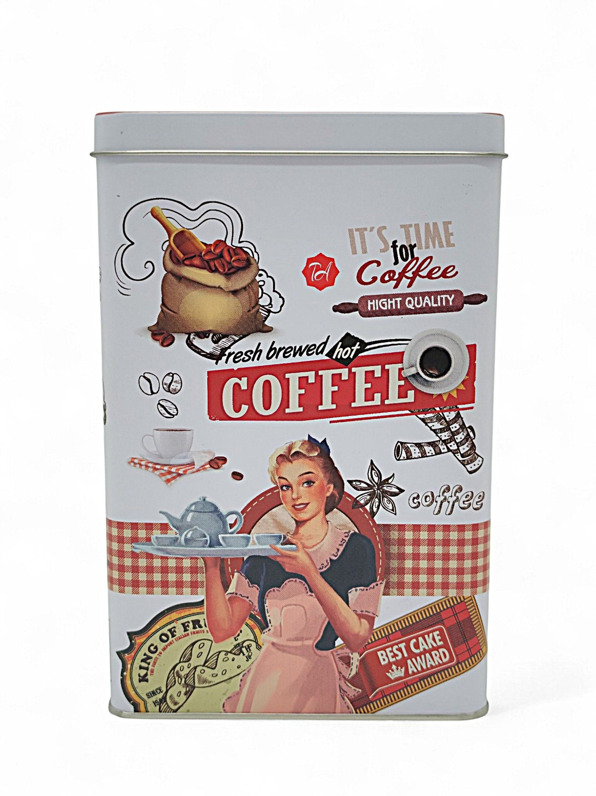 AKDC White Metal Canister – 19×12×8 cm, Coffee - Themed Design - Al Kabayel Discount CentreAKDC White Metal Canister – 19×12×8 cm, Coffee - Themed DesignJars & Food SaversAKDCAl Kabayel Discount Centre
