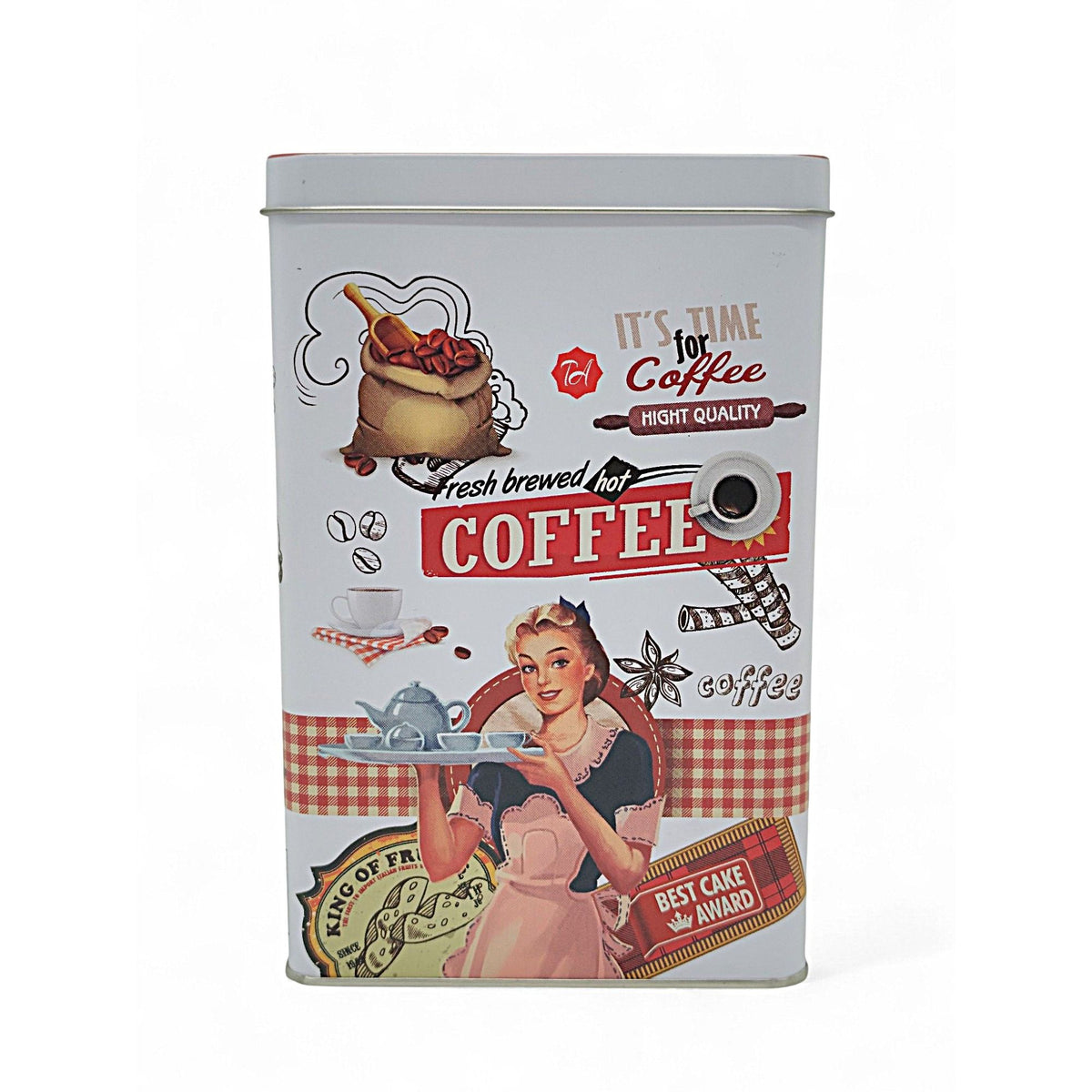 AKDC White Metal Canister – 19×12×8 cm, Coffee - Themed Design - Al Kabayel Discount CentreAKDC White Metal Canister – 19×12×8 cm, Coffee - Themed DesignJars & Food SaversAKDCAl Kabayel Discount Centre