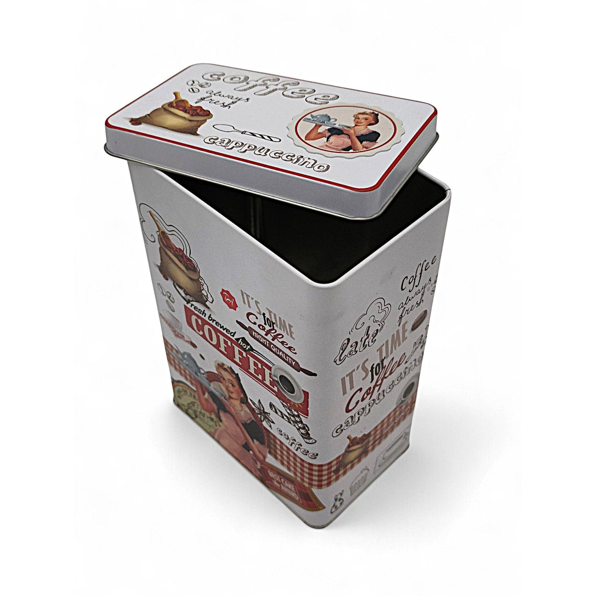 AKDC White Metal Canister – 19×12×8 cm, Coffee - Themed Design - Al Kabayel Discount CentreAKDC White Metal Canister – 19×12×8 cm, Coffee - Themed DesignJars & Food SaversAKDCAl Kabayel Discount Centre