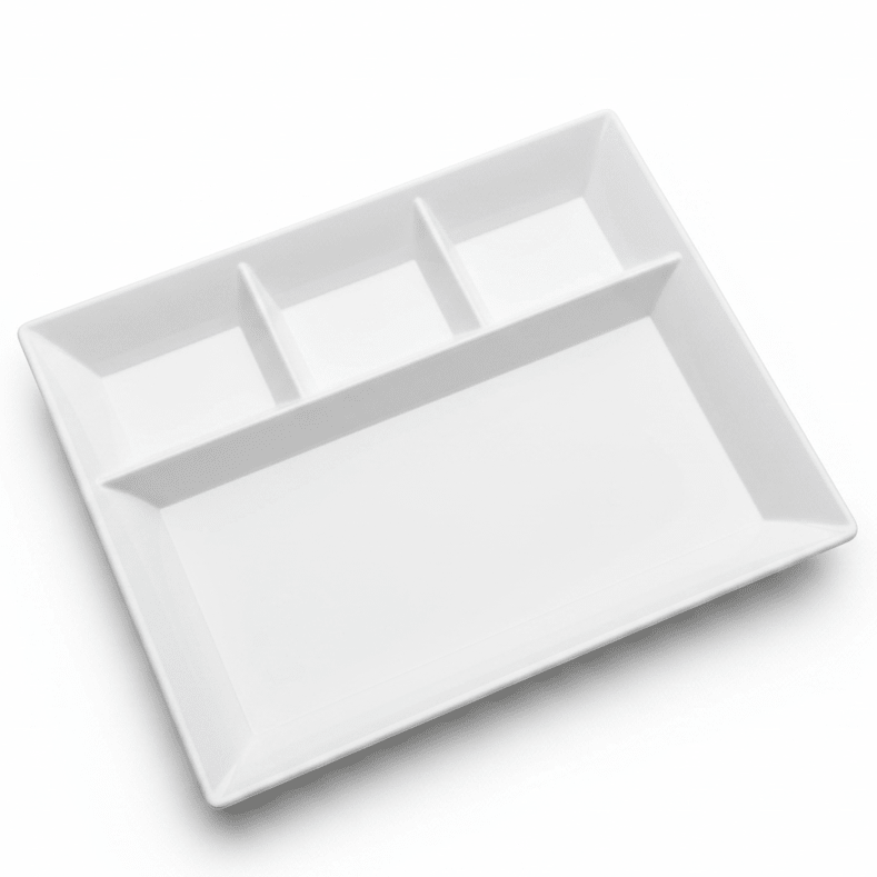 AKDC White Rectangular Melamine 4 Portion Serving Plate 33 × 26 cm Durable Section Tray for Everyday Use Kitchen and Restaurant - Al Kabayel Discount CentreAKDC White Rectangular Melamine 4 Portion Serving Plate 33 × 26 cm Durable Section Tray for Everyday Use Kitchen and RestaurantPlatesAKDCAl Kabayel Discount Centre
