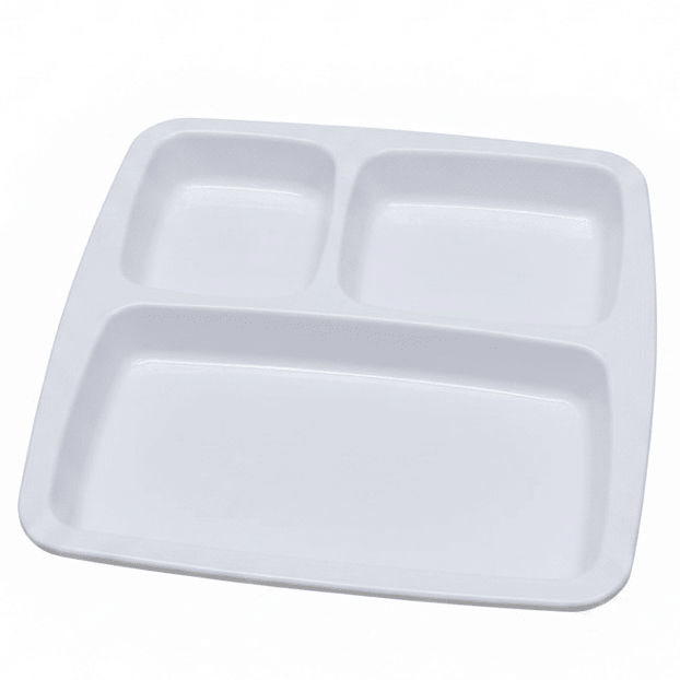 AKDC White Square Melamine 3 Portion Serving Plate 23.5 × 23.5 cm Durable Food Grade Compartment Tray for Home Restaurant Use - Al Kabayel Discount CentreAKDC White Square Melamine 3 Portion Serving Plate 23.5 × 23.5 cm Durable Food Grade Compartment Tray for Home Restaurant UsePlatesAKDCAl Kabayel Discount Centre