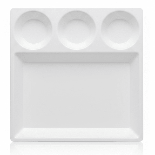 AKDC White Square Melamine 4 Portion Serving Plate 30 cm Multi Section Dining Plate for Home Kitchen and Restaurant Use - Al Kabayel Discount CentreAKDC White Square Melamine 4 Portion Serving Plate 30 cm Multi Section Dining Plate for Home Kitchen and Restaurant UsePlatesAKDCAl Kabayel Discount Centre