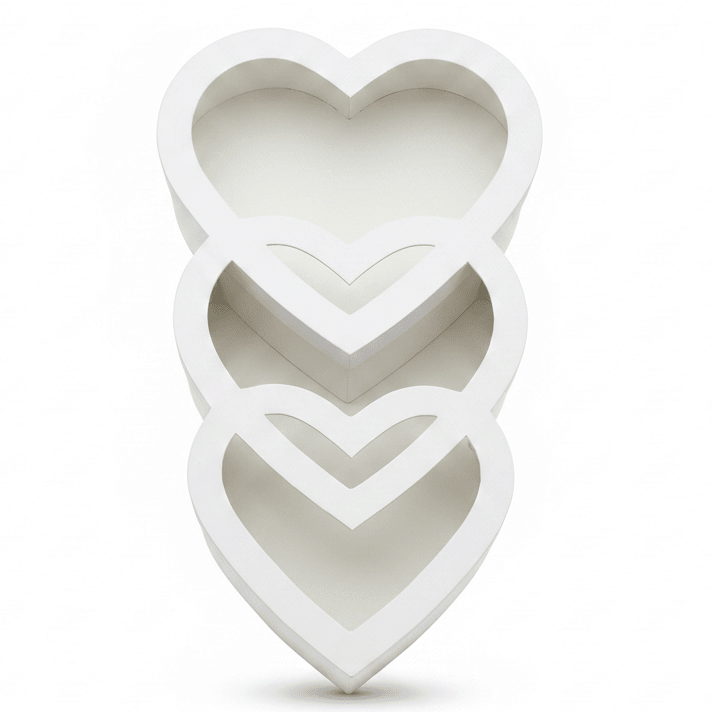 AKDC White Triple Heart Cardboard Gift Box with Clear Cover for Elegant Gift Presentation, Weddings & Special Events – 45×20×10 cm - Al Kabayel Discount CentreAKDC White Triple Heart Cardboard Gift Box with Clear Cover for Elegant Gift Presentation, Weddings & Special Events – 45×20×10 cmPacking & Wrapping SuppliesAKDCAl Kabayel Discount Centre