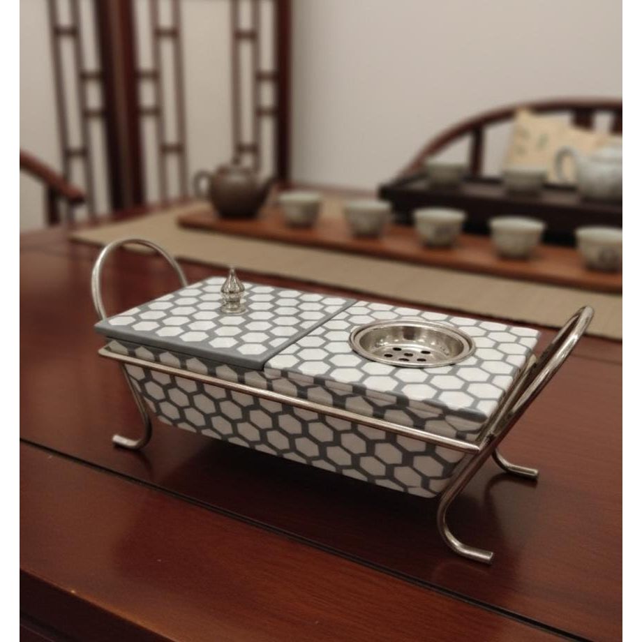 AKDC Wooden Incense Burner with Container & Metal Stand 34x15 cm – White & Gray Modern Handcrafted Aroma Diffuser for Home & Office - Al Kabayel Discount CentreAKDC Wooden Incense Burner with Container & Metal Stand 34x15 cm – White & Gray Modern Handcrafted Aroma Diffuser for Home & OfficeWooden Incense BurnerAKDCAl Kabayel Discount Centre