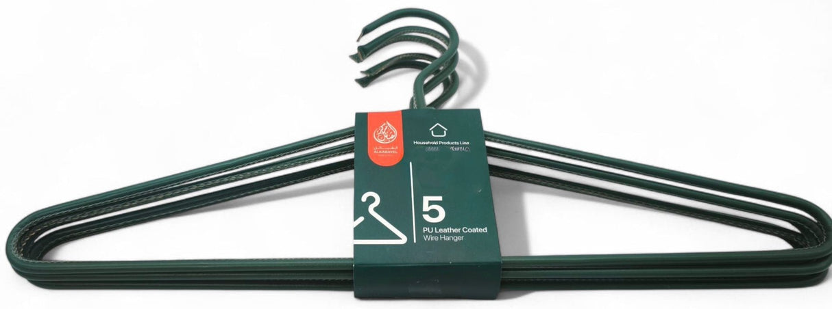 Al Kabayel Pu Leather Coated Wire Hangers – Set of 5 Green - Al Kabayel Discount CentreAl Kabayel Pu Leather Coated Wire Hangers – Set of 5 GreenOrganizers & AccessoriesAKDCAl Kabayel Discount Centre