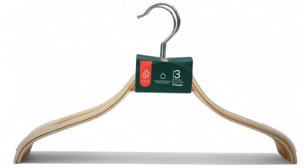 Al Kabayel Wooden Laminated Hangers – 3 - Pack - Al Kabayel Discount CentreAl Kabayel Wooden Laminated Hangers – 3 - PackOrganizers & AccessoriesAKDCAl Kabayel Discount Centre