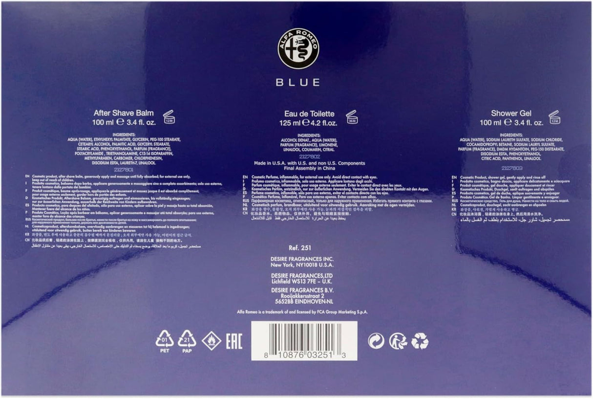 Alfa Romeo Alfa Romeo Blue 4.2 oz EDT Spray 3.4oz Shower Gel, 3.4oz After Shave Balm Men 3 Pc Gift Set (10034096) - Al Kabayel Discount CentreAlfa Romeo Alfa Romeo Blue 4.2 oz EDT Spray 3.4oz Shower Gel, 3.4oz After Shave Balm Men 3 Pc Gift Set (10034096)PerfumesALFA ROMEOAl Kabayel Discount Centre