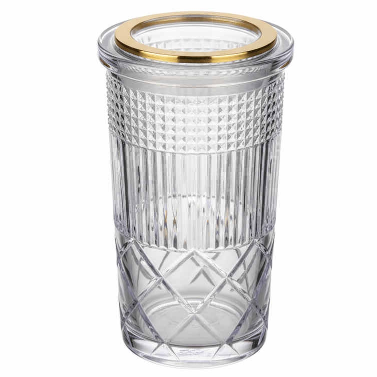 Alhoora Designer Round Airtight Acrylic Storage Canister – Transparent Body with Unique Decorative Pattern, Large Capacity 1200 ml - Al Kabayel Discount CentreAlhoora Designer Round Airtight Acrylic Storage Canister – Transparent Body with Unique Decorative Pattern, Large Capacity 1200 mlJars & Food SaversALHOORAAl Kabayel Discount Centre
