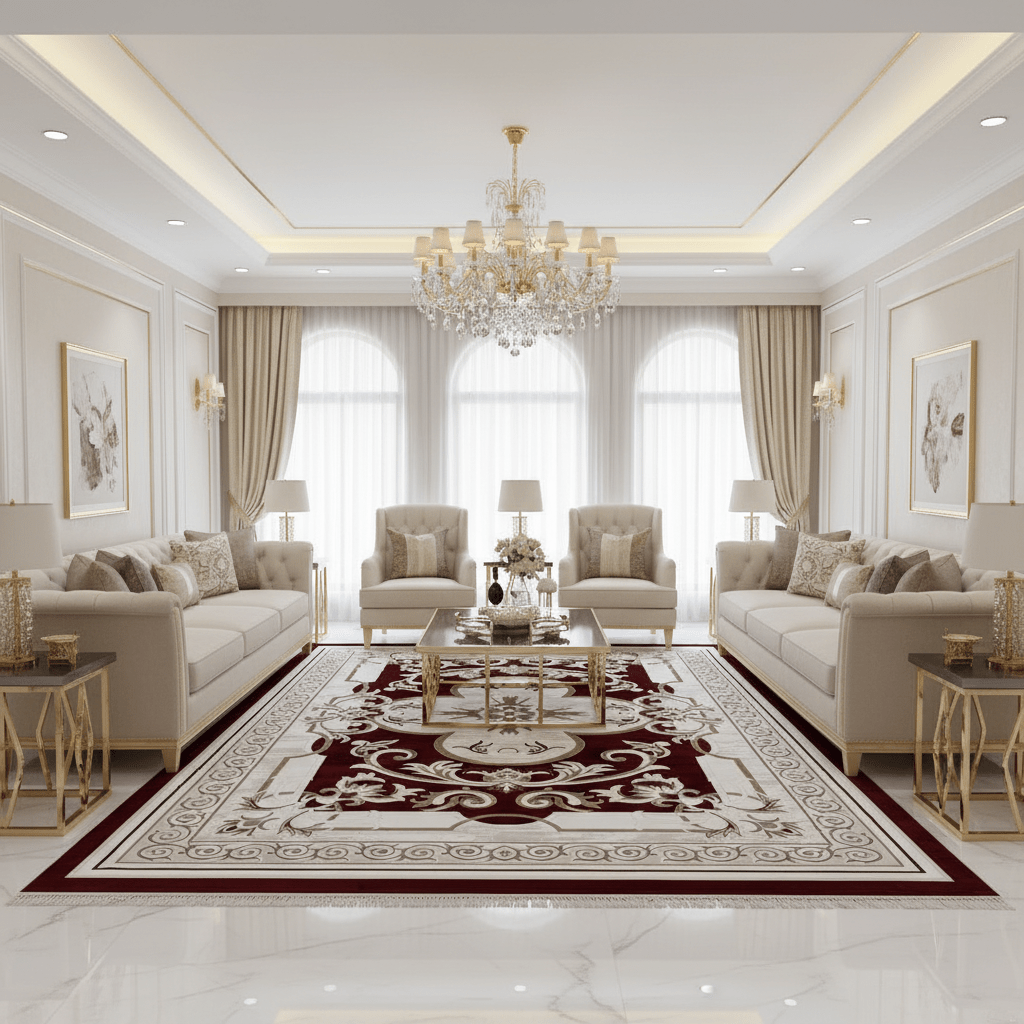 Allora Classic Floral Medallion Carpet | Red & Ivory White | 300×400 cm | Premium Polypropylene | Made in Turkey | Stain-Resistant | Living Room, Majlis & Dining Area Rug - Al Kabayel Discount CentreAllora Classic Floral Medallion Carpet | Red & Ivory White | 300×400 cm | Premium Polypropylene | Made in Turkey | Stain-Resistant | Living Room, Majlis & Dining Area RugDoormatsALLORAAl Kabayel Discount Centre