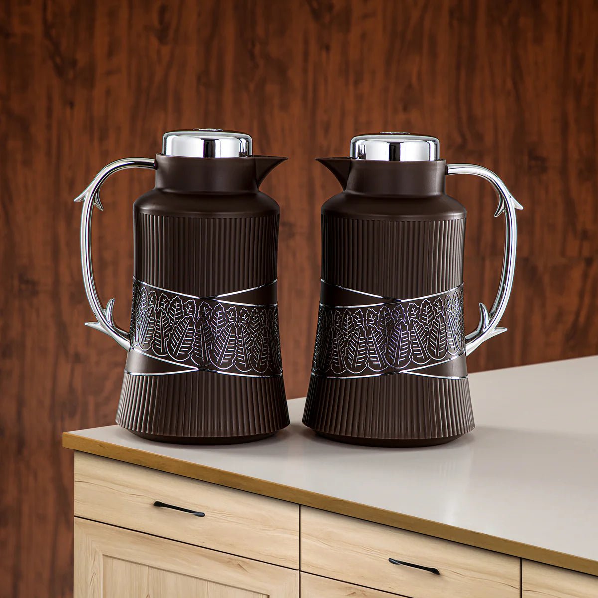 Almarjan 2 Pieces Vacuum Flask Set Brown & Silver - GT112AB - 100 BR/C - Al Kabayel Discount CentreAlmarjan 2 Pieces Vacuum Flask Set Brown & Silver - GT112AB - 100 BR/CThermosALMARJANAl Kabayel Discount Centre