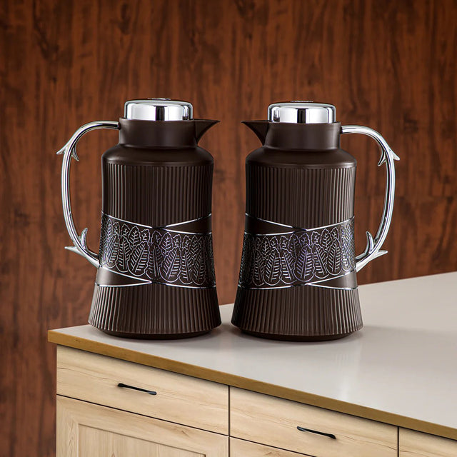 Almarjan 2 Pieces Vacuum Flask Set Brown & Silver - GT112AB - 100 BR/C - Al Kabayel Discount CentreAlmarjan 2 Pieces Vacuum Flask Set Brown & Silver - GT112AB - 100 BR/CThermosALMARJANAl Kabayel Discount Centre
