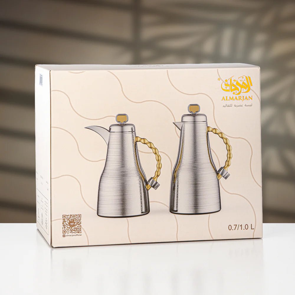 Almarjan 2 Pieces Vacuum Flask Set, Gun Black & Travertine Marble - Al Kabayel Discount CentreAlmarjan 2 Pieces Vacuum Flask Set, Gun Black & Travertine MarbleThermosALMARJANAl Kabayel Discount Centre