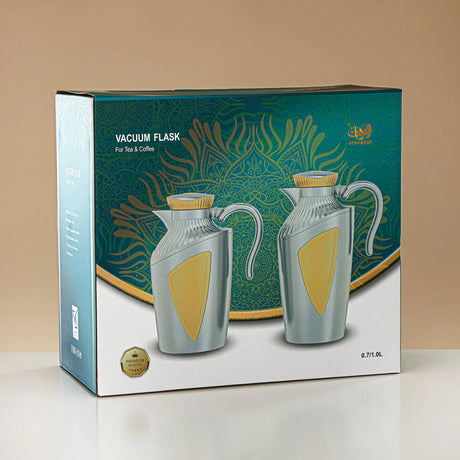Almarjan 2 Pieces Vacuum Flask Set Matt White & Gold - UWP - 0700/1000 Q330YZE22 - Al Kabayel Discount CentreAlmarjan 2 Pieces Vacuum Flask Set Matt White & Gold - UWP - 0700/1000 Q330YZE22ThermosALMARJANAl Kabayel Discount Centre