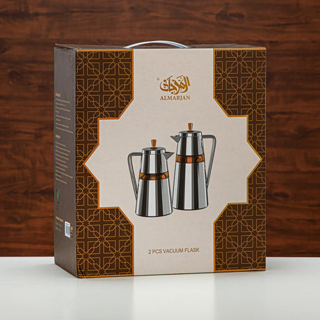 Almarjan 2 Pieces Vacuum Flask Set Silver & Red 1 Liter And 0.7 Liter - Al Kabayel Discount CentreAlmarjan 2 Pieces Vacuum Flask Set Silver & Red 1 Liter And 0.7 LiterThermosALMARJANAl Kabayel Discount Centre