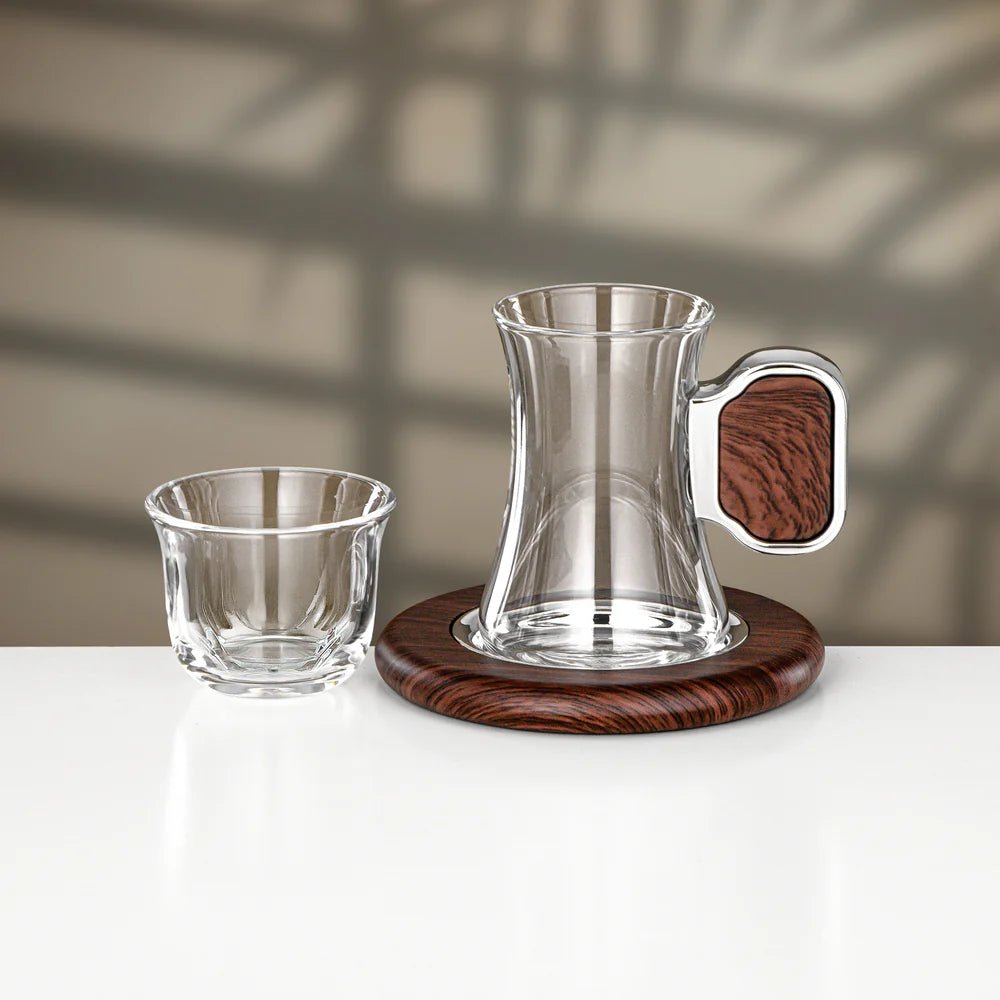 Almarjan 21 Pieces Tea & Coffee Set, Brushed Silver & Dark Wood - Al Kabayel Discount CentreAlmarjan 21 Pieces Tea & Coffee Set, Brushed Silver & Dark WoodTea SetsALMARJANAl Kabayel Discount Centre