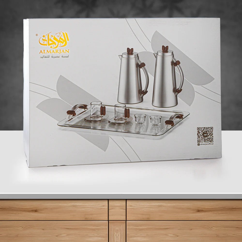 Almarjan 21 Pieces Tea & Coffee Set, Matt Nickel & Matt Gold - Al Kabayel Discount CentreAlmarjan 21 Pieces Tea & Coffee Set, Matt Nickel & Matt GoldTea SetsALMARJANAl Kabayel Discount Centre