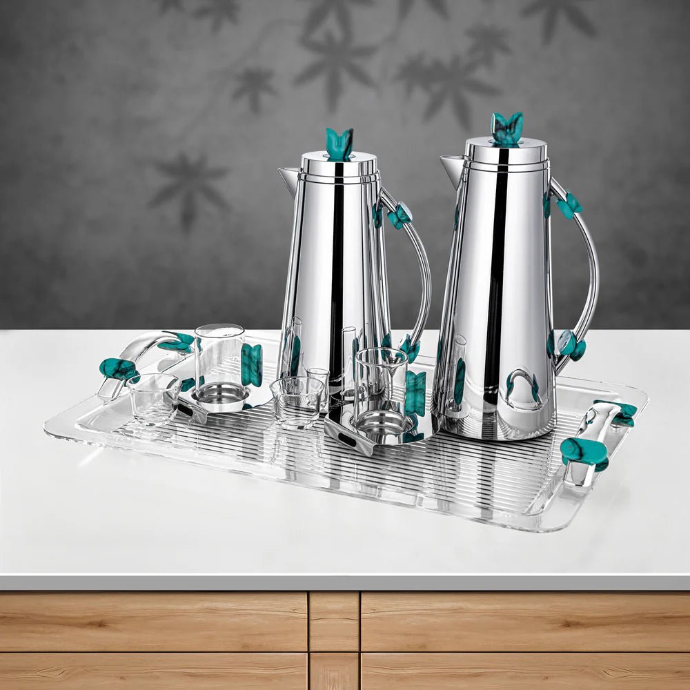 Almarjan 21 Pieces Tea & Coffee Set, Silver & Tiffany Marble - Al Kabayel Discount CentreAlmarjan 21 Pieces Tea & Coffee Set, Silver & Tiffany MarbleTea SetsALMARJANAl Kabayel Discount Centre