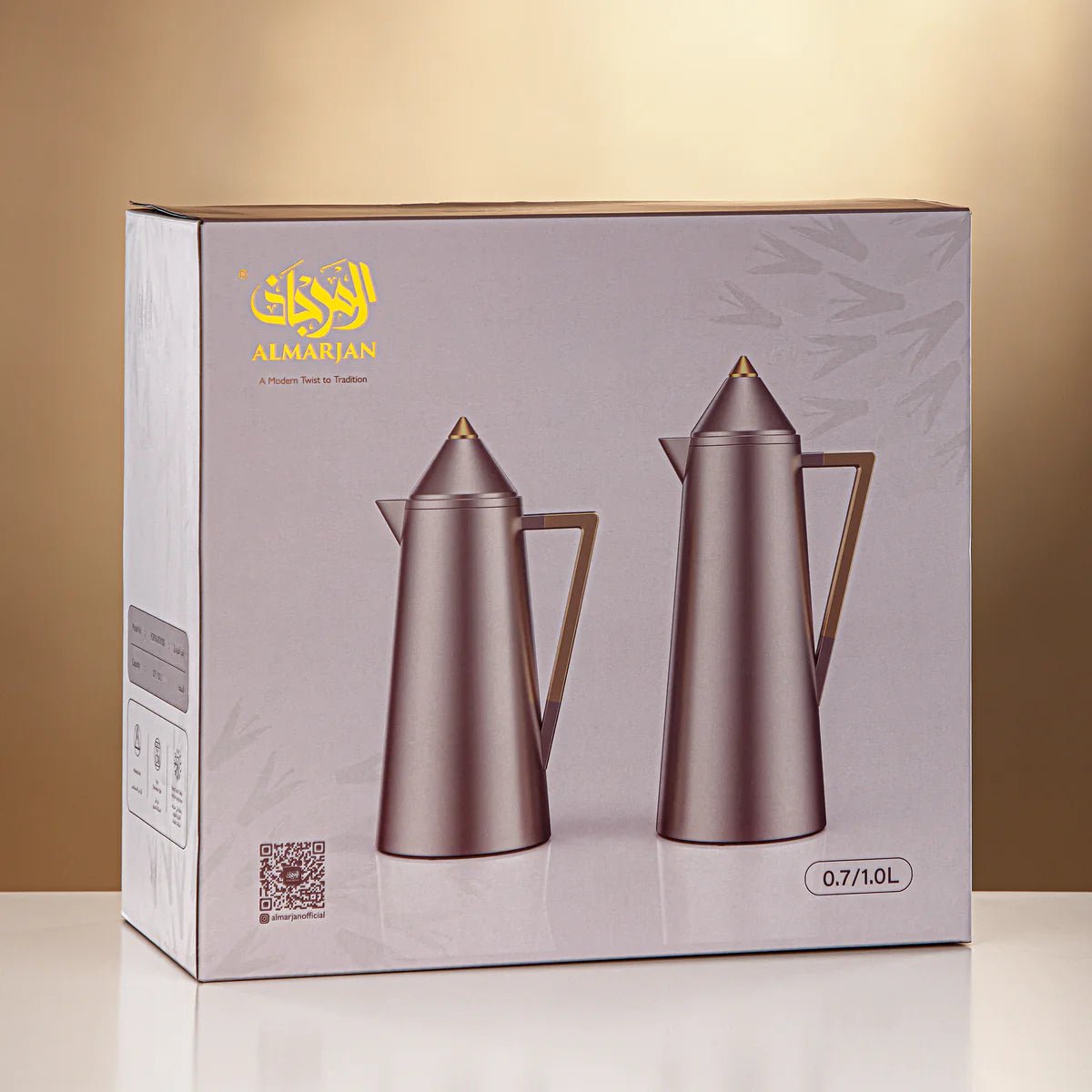 Almarjan 2pcs Vacuum flask 0.7L + 1.0L Silver & gold (FG818 - 070/100 C/G) - Al Kabayel Discount CentreAlmarjan 2pcs Vacuum flask 0.7L + 1.0L Silver & gold (FG818 - 070/100 C/G)ThermosALMARJANAl Kabayel Discount Centre