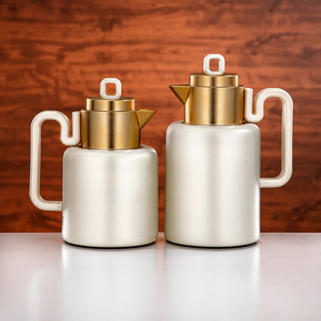 Almarjan 2pcs Vacuum flask Set 0.5 liter + 1 liter matt pearl white & matt gold (FG815 - 050/100 MPW/MG) - Al Kabayel Discount CentreAlmarjan 2pcs Vacuum flask Set 0.5 liter + 1 liter matt pearl white & matt gold (FG815 - 050/100 MPW/MG)ThermosALMARJANAl Kabayel Discount Centre