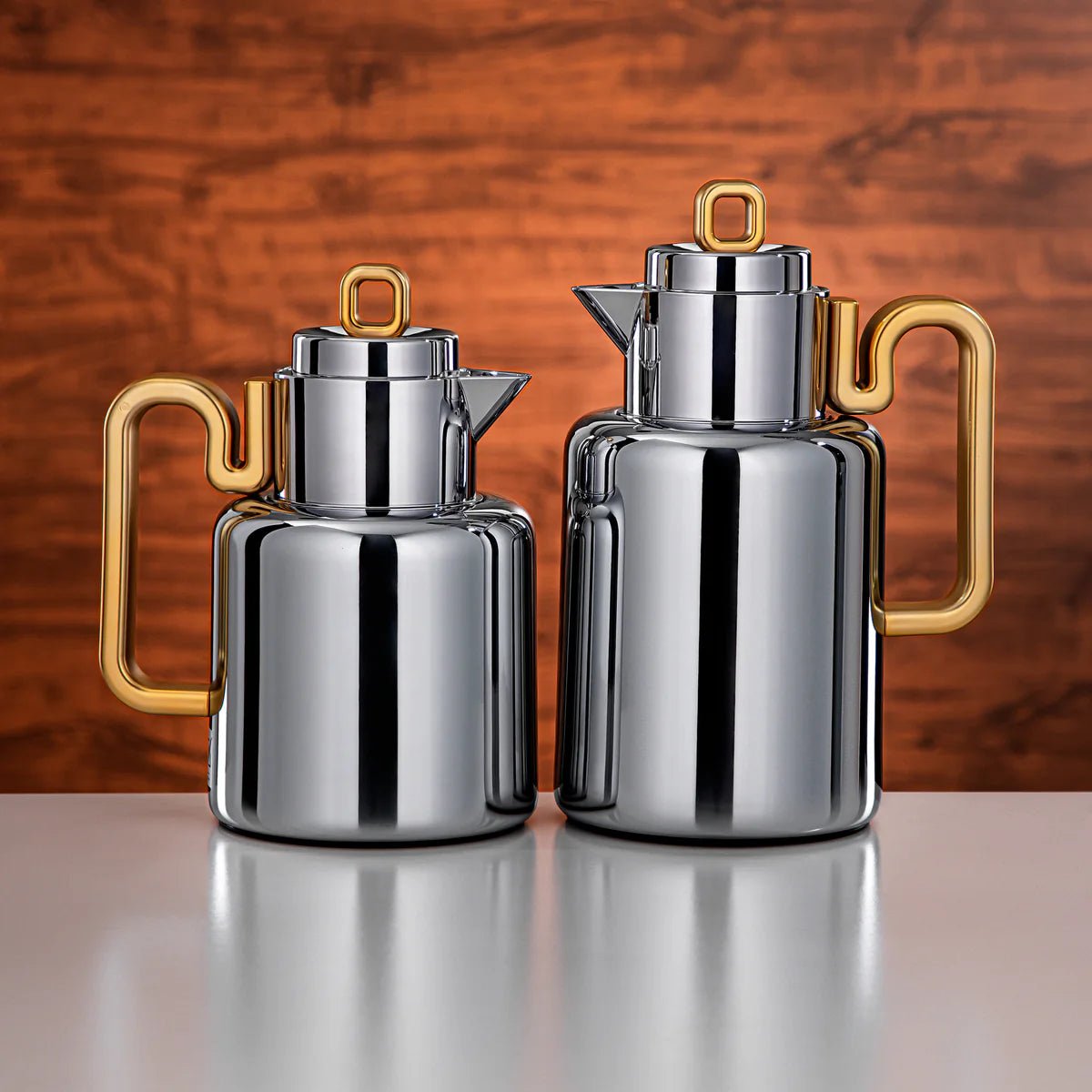 Almarjan 2pcs Vacuum flask Set 0.5 liter + 1 liter silver & matt gold (FG815 - 050/100 MC/MG) - Al Kabayel Discount CentreAlmarjan 2pcs Vacuum flask Set 0.5 liter + 1 liter silver & matt gold (FG815 - 050/100 MC/MG)ThermosALMARJANAl Kabayel Discount Centre