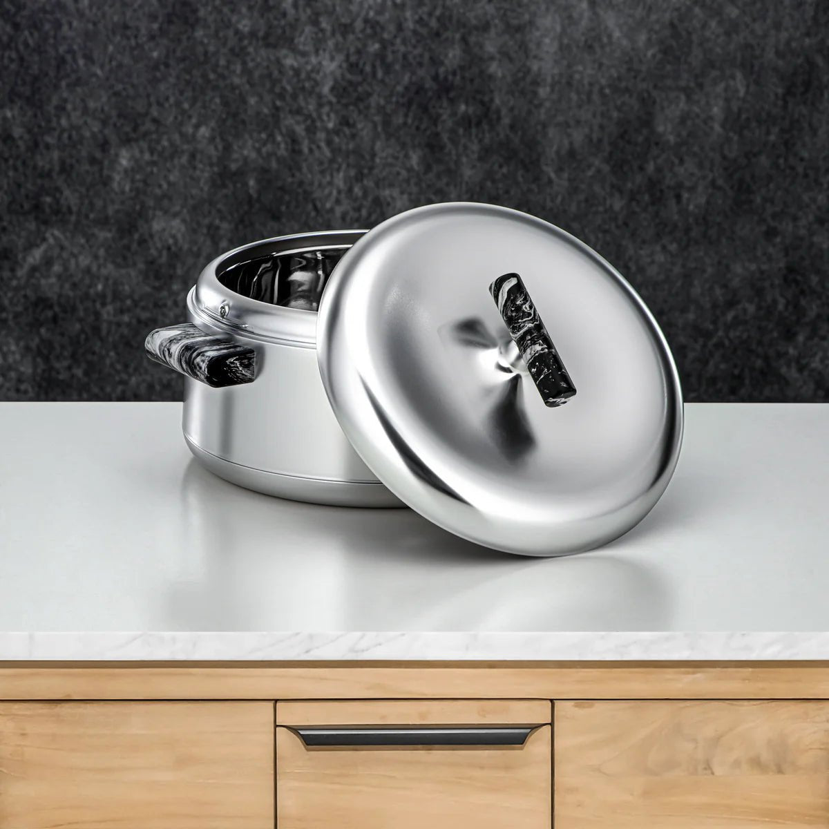 Almarjan 3 - Piece ABS Hot Pot Set – Matt Silver & Black Marble Finish, 1L + 2.5L + 3L Thermal Casseroles - Al Kabayel Discount CentreAlmarjan 3 - Piece ABS Hot Pot Set – Matt Silver & Black Marble Finish, 1L + 2.5L + 3L Thermal CasserolesCasserolesALMARJANAl Kabayel Discount Centre