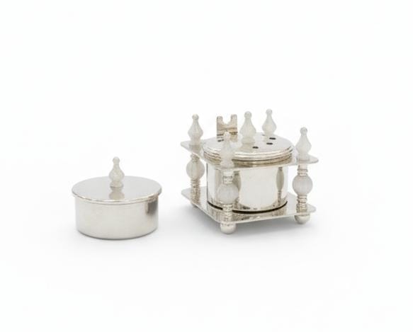 ALMARJAN Decorative Ceramic Incense Burner with Matching Incense Container – Elegant White and Silver Aroma Set for Home, Office, or Prayer Space 13x10 cm - Al Kabayel Discount CentreALMARJAN Decorative Ceramic Incense Burner with Matching Incense Container – Elegant White and Silver Aroma Set for Home, Office, or Prayer Space 13x10 cmCrystal Incense BurnerALMARJANAl Kabayel Discount Centre