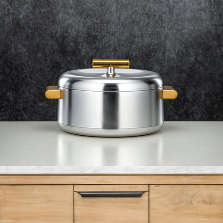 Almarjan Deluxe 3 - Piece Hot Pot Set – Matt Silver & Gold Finish, Premium Thermal Casserole Collection - Al Kabayel Discount CentreAlmarjan Deluxe 3 - Piece Hot Pot Set – Matt Silver & Gold Finish, Premium Thermal Casserole CollectionCasserolesALMARJANAl Kabayel Discount Centre