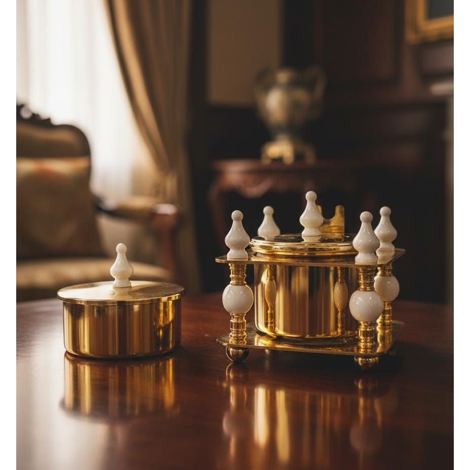 ALMARJAN Elegant Ceramic Incense Burner with Matching Container – White and Gold Decorative Aroma Holder for Home Fragrance, Meditation, and Gift Use 13x10 cm - Al Kabayel Discount CentreALMARJAN Elegant Ceramic Incense Burner with Matching Container – White and Gold Decorative Aroma Holder for Home Fragrance, Meditation, and Gift Use 13x10 cmCrystal Incense BurnerALMARJANAl Kabayel Discount Centre