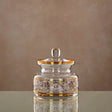 Almarjan Glass Candy Pot with Lid 450ml, Clear & Golden Pattern - Al Kabayel Discount CentreAlmarjan Glass Candy Pot with Lid 450ml, Clear & Golden PatternJars & Food SaversALMARJANAl Kabayel Discount Centre