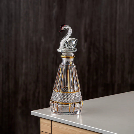 Almarjan Perfume Bottle 200ML (VR - D41 - 4 - Golden) - Glass with Swan Knob - Al Kabayel Discount CentreAlmarjan Perfume Bottle 200ML (VR - D41 - 4 - Golden) - Glass with Swan KnobHome Décor AccentsALMARJANAl Kabayel Discount Centre