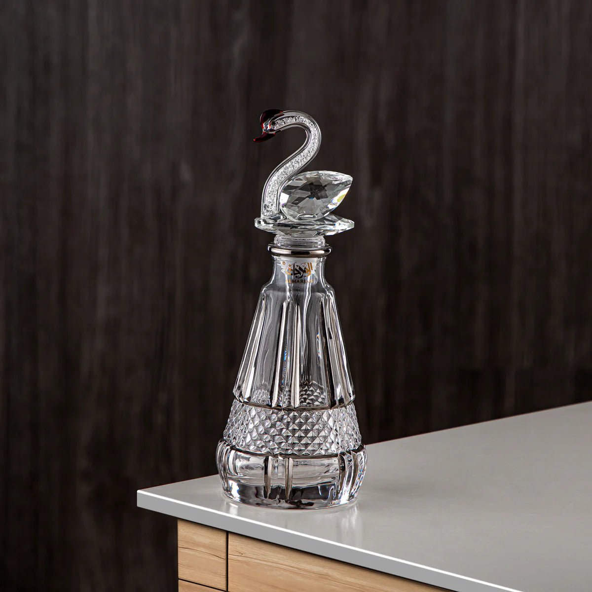 Almarjan Perfume Bottle 200ML (VR - D41 - 5 - Silver) - Glass with Swan Knob - Al Kabayel Discount CentreAlmarjan Perfume Bottle 200ML (VR - D41 - 5 - Silver) - Glass with Swan KnobHome Décor AccentsALMARJANAl Kabayel Discount Centre