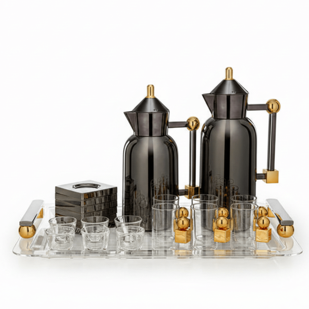 Almarjan Premium Gun Black & Gold 21 - Piece Tea and Coffee Set with Exclusive Artistic Design - Al Kabayel Discount CentreAlmarjan Premium Gun Black & Gold 21 - Piece Tea and Coffee Set with Exclusive Artistic DesignTea SetsALMARJANAl Kabayel Discount Centre