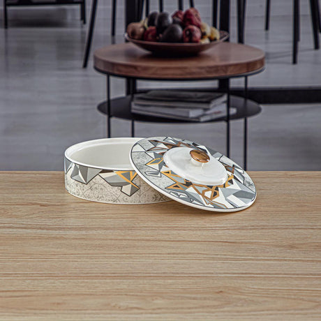 Almarjan Round Porcelain Date Bowl with Lid 18cm*18cm*7cm, Multicolor - Al Kabayel Discount CentreAlmarjan Round Porcelain Date Bowl with Lid 18cm*18cm*7cm, MulticolorBowlsALMARJANAl Kabayel Discount Centre