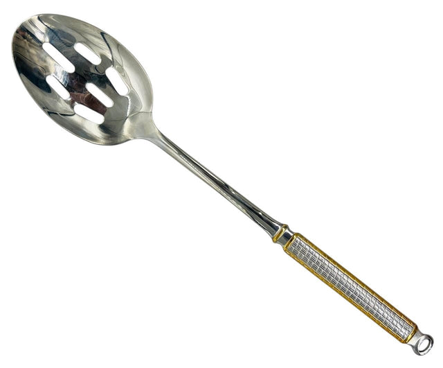 Almarjan Stainless Steel Slotted Spoon 36cm*7cm, Silver/Gold, CUT0010319 - Al Kabayel Discount CentreAlmarjan Stainless Steel Slotted Spoon 36cm*7cm, Silver/Gold, CUT0010319Cookware AccessoriesALMARJANAl Kabayel Discount Centre
