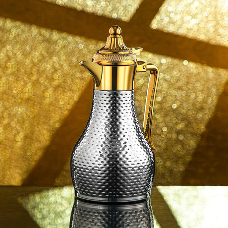 ALMARJAN Stainless Steel Vaccum Flask 0.6 Liter, Silver/Gold - Al Kabayel Discount CentreALMARJAN Stainless Steel Vaccum Flask 0.6 Liter, Silver/GoldThermosALMARJANAl Kabayel Discount Centre