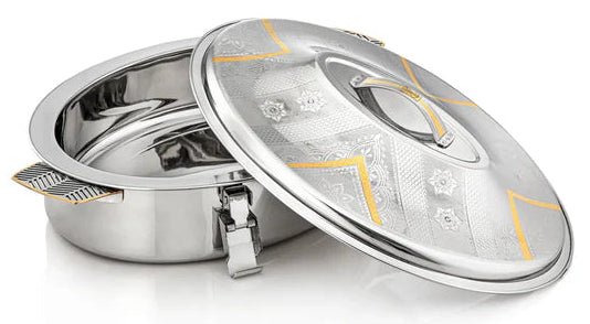 Almarjan STS0293028 Mandi Oval Stainless Steel Hot Pot – 40 cm – Silver & Gold – H23EPG1 - Al Kabayel Discount CentreAlmarjan STS0293028 Mandi Oval Stainless Steel Hot Pot – 40 cm – Silver & Gold – H23EPG1CasserolesALMARJANAl Kabayel Discount Centre