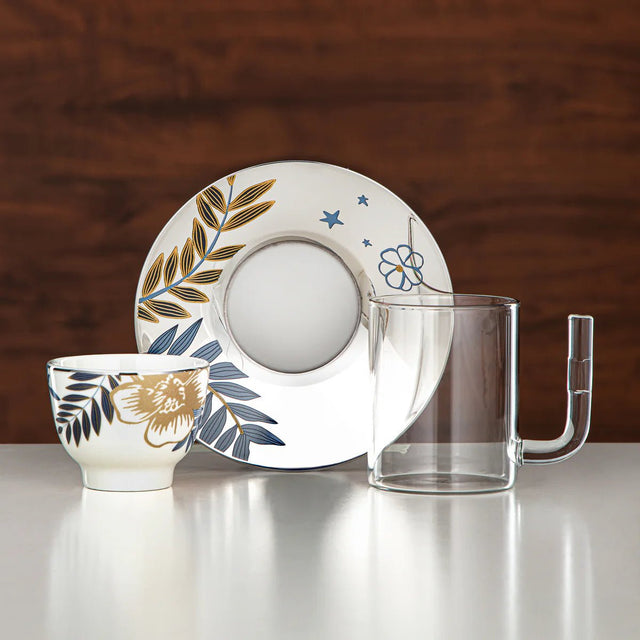 Almarjan Tea Set Borosilicate Glass, Stainless Steel & Porcelain 18 Pieces (18PCS - 12196 - 2) – Blue Botanical Tea Collection - Al Kabayel Discount CentreAlmarjan Tea Set Borosilicate Glass, Stainless Steel & Porcelain 18 Pieces (18PCS - 12196 - 2) – Blue Botanical Tea CollectionTea SetsALMARJANAl Kabayel Discount Centre