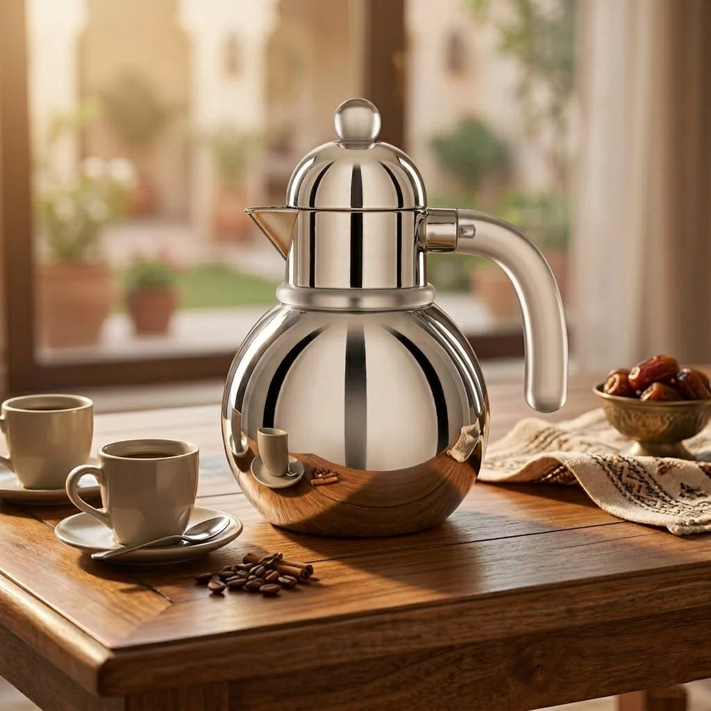 Almarjan Vacuum Flask – 0.75L – Silver & Frost Finish