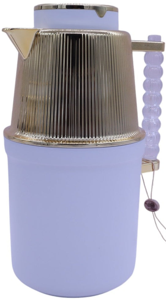 Almarjan Vacuum Flask 700Ml+1L White With Gold Plated - Al Kabayel Discount CentreAlmarjan Vacuum Flask 700Ml+1L White With Gold PlatedThermosALMARJANAl Kabayel Discount Centre