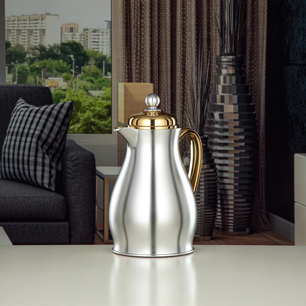 Almarjan Vacuum Flask Metal Body with Glass Liner 0.5L Matt Silver & Gold (RPA - 050 - MSG) - Al Kabayel Discount CentreAlmarjan Vacuum Flask Metal Body with Glass Liner 0.5L Matt Silver & Gold (RPA - 050 - MSG)ThermosALMARJANAl Kabayel Discount Centre
