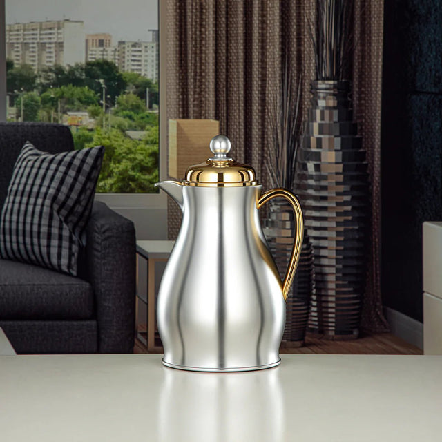 Almarjan Vacuum Flask Metal Body with Glass Liner 0.5L Matt Silver & Gold (RPA - 050 - MSG) - Al Kabayel Discount CentreAlmarjan Vacuum Flask Metal Body with Glass Liner 0.5L Matt Silver & Gold (RPA - 050 - MSG)ThermosALMARJANAl Kabayel Discount Centre