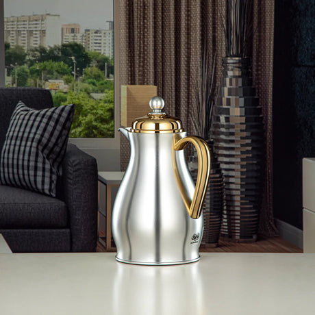 Almarjan Vacuum Flask Metal Body with Glass Liner 0.5L Matt Silver & Gold (RPA - 050 - MSG) - Al Kabayel Discount CentreAlmarjan Vacuum Flask Metal Body with Glass Liner 0.5L Matt Silver & Gold (RPA - 050 - MSG)ThermosALMARJANAl Kabayel Discount Centre