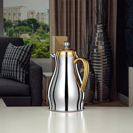 Almarjan Vacuum Flask Metal Body with Glass Liner 0.5L Silver & Gold (RPA - 050 - SG) - Al Kabayel Discount CentreAlmarjan Vacuum Flask Metal Body with Glass Liner 0.5L Silver & Gold (RPA - 050 - SG)ThermosALMARJANAl Kabayel Discount Centre