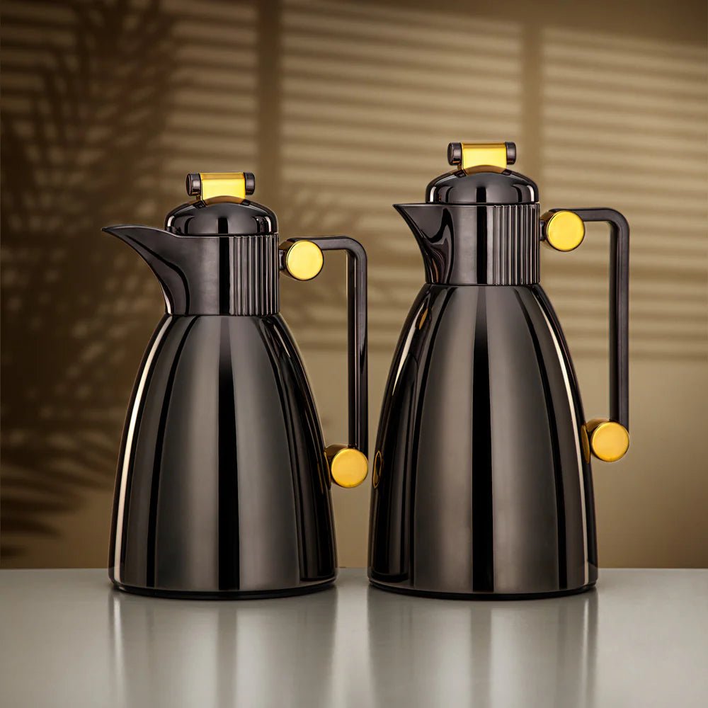 Almarjan Vacuum Flask Set 0.7L & 1L Gun Black & Gold - Al Kabayel Discount CentreAlmarjan Vacuum Flask Set 0.7L & 1L Gun Black & GoldThermosALMARJANAl Kabayel Discount Centre